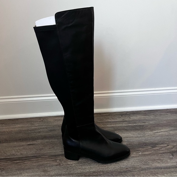 Blondo Shoes - Blondo Black Over-the-Knee Leather & Stretch Shaft Riding Boots